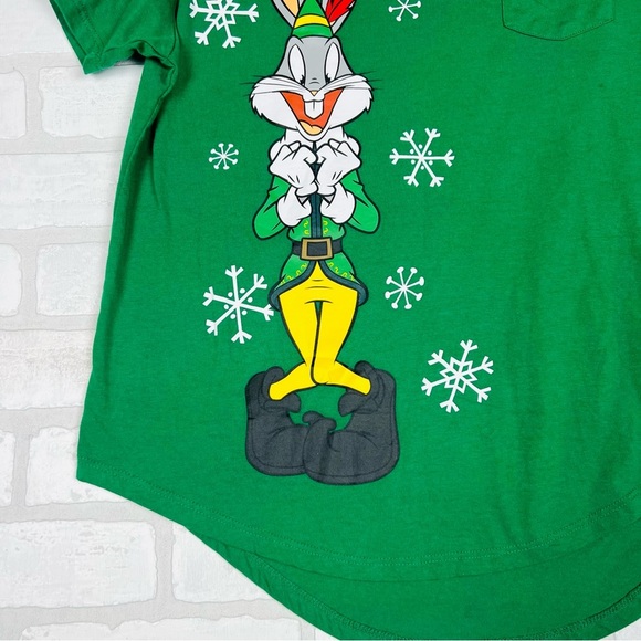 Bugs Bunny as Buddy The Elf Green Short Sleeve Pocketed T-shirt Juniors XL 15-17 - Picture 5 of 11